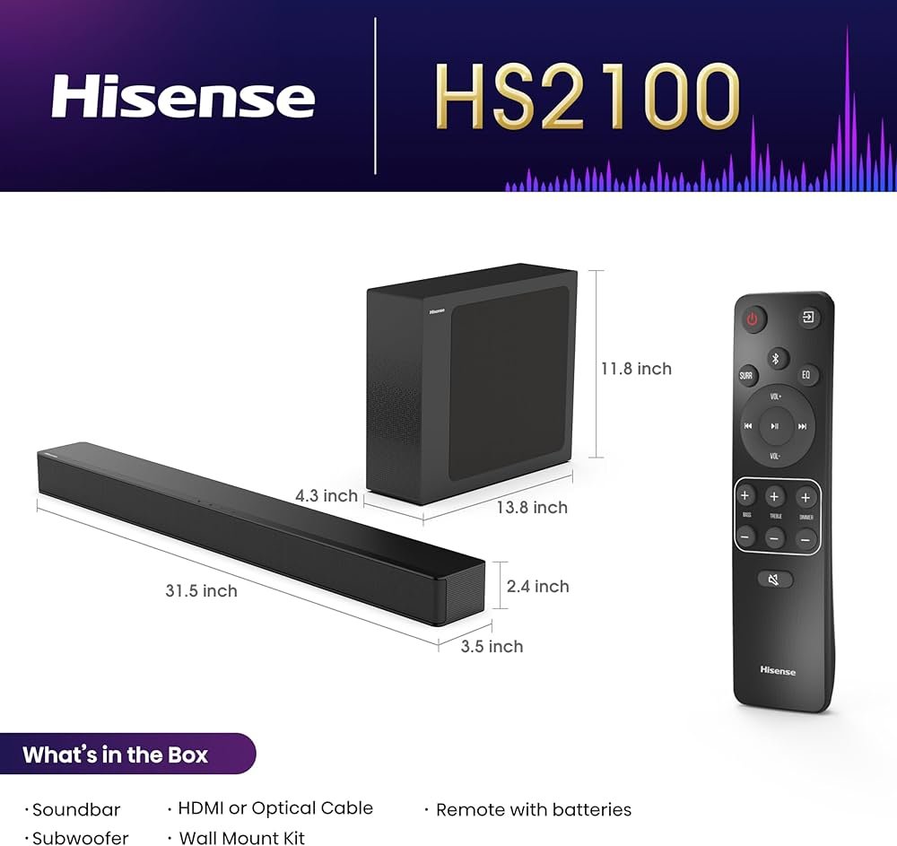 HISENSE BARRA DE SONIDO 2.1 Canales
