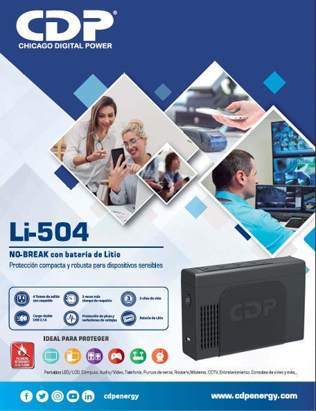 CDP LI-504 500VA/250W UPS 4 SALIDAS RESPALDO BATERIA Y SUPRESIO