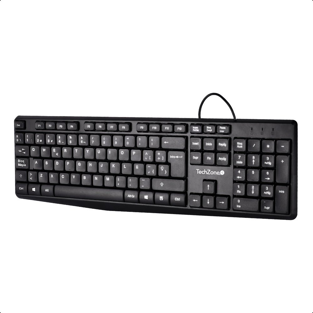TECLADO ALAMBRICO TECHZONE BASI CO NEGRO ABS 105 TECLAS QWERTY CABL