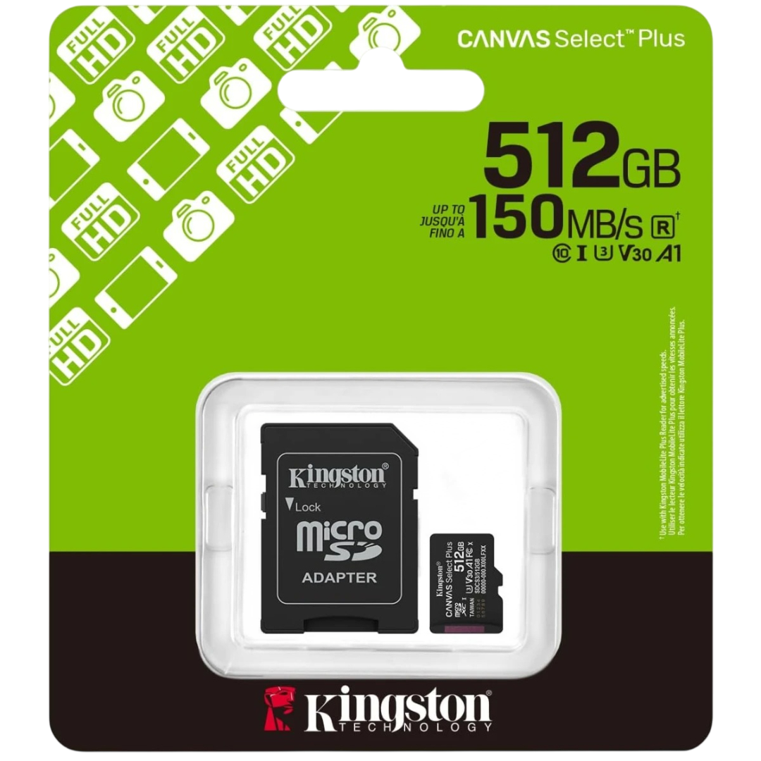 SDXC MEMORIA KINGSTON 512GB Canvas Select Plus Gen3 150MB/s C10