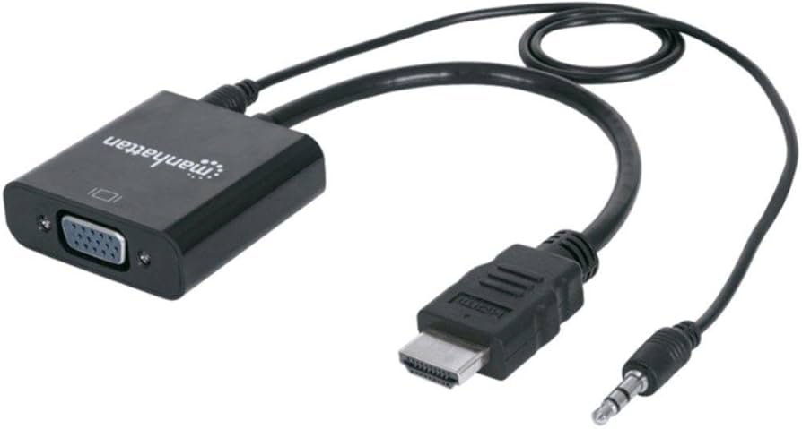 CABLE ADAPTADOR CONVERTIDOR HDMI A VGA AUDIO 3.5MM 1080P M-H