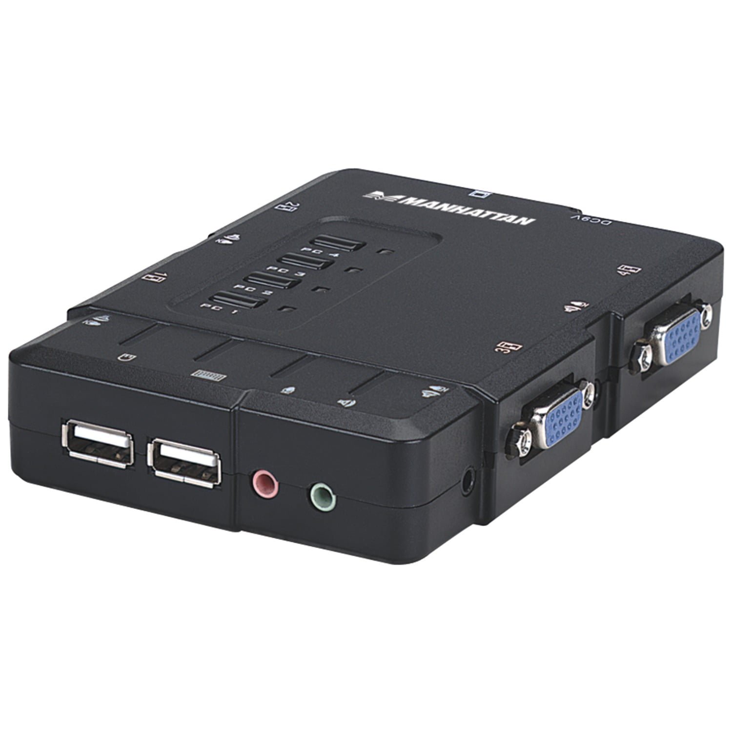SWITCH KVM 4 PTOS USB Y 4PTOS VGA 3.5MM 1600X900 CON JUEGO CABLES