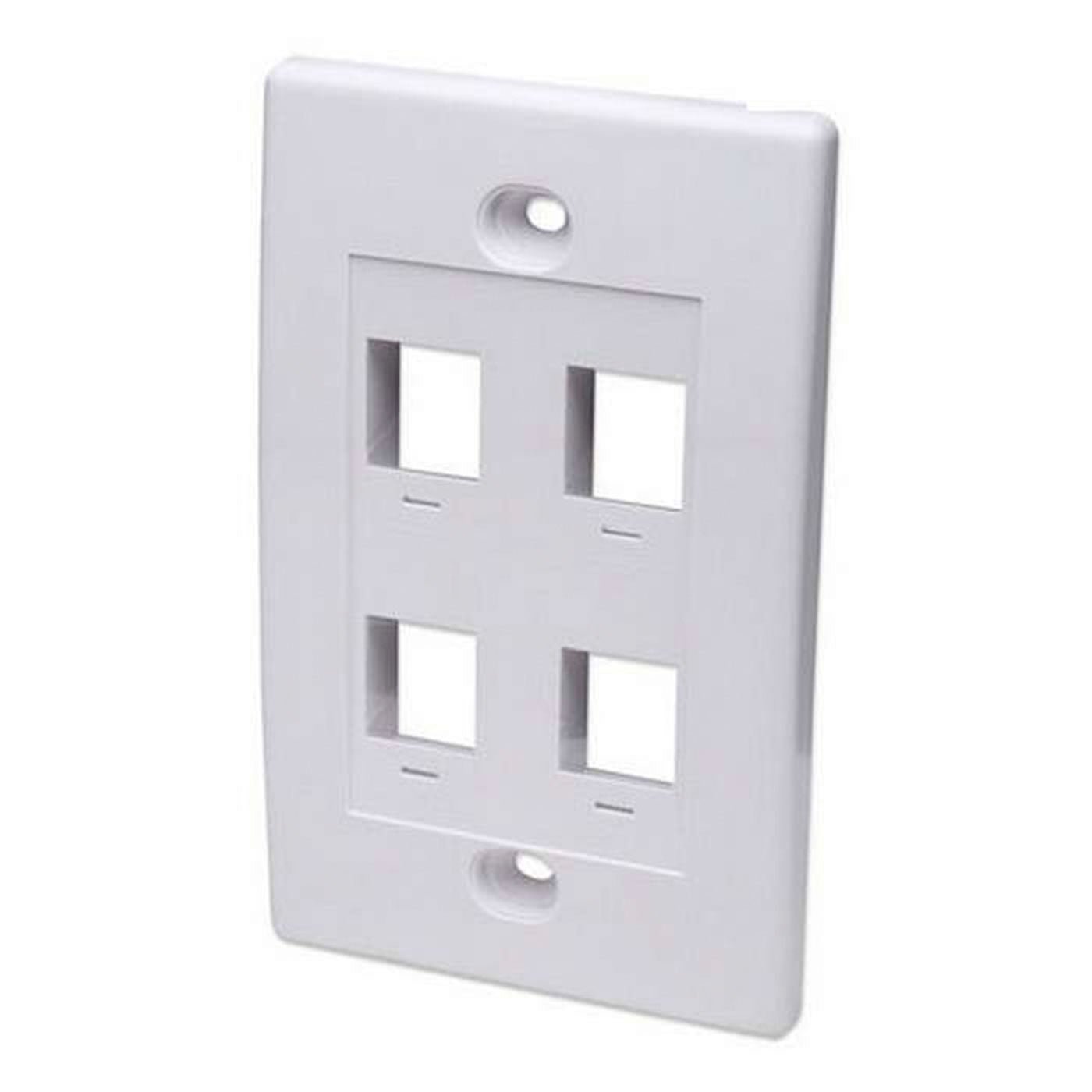 TAPA DE PARED FACEPLATE PLACA 4 PUERTOS BLANCO